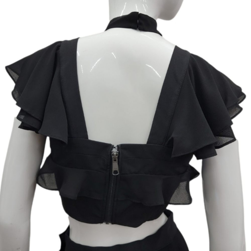 Nasty Gal Y2K Choker Neck Crop Top Goth Grunge Festival Rave - Picture 2 of 2